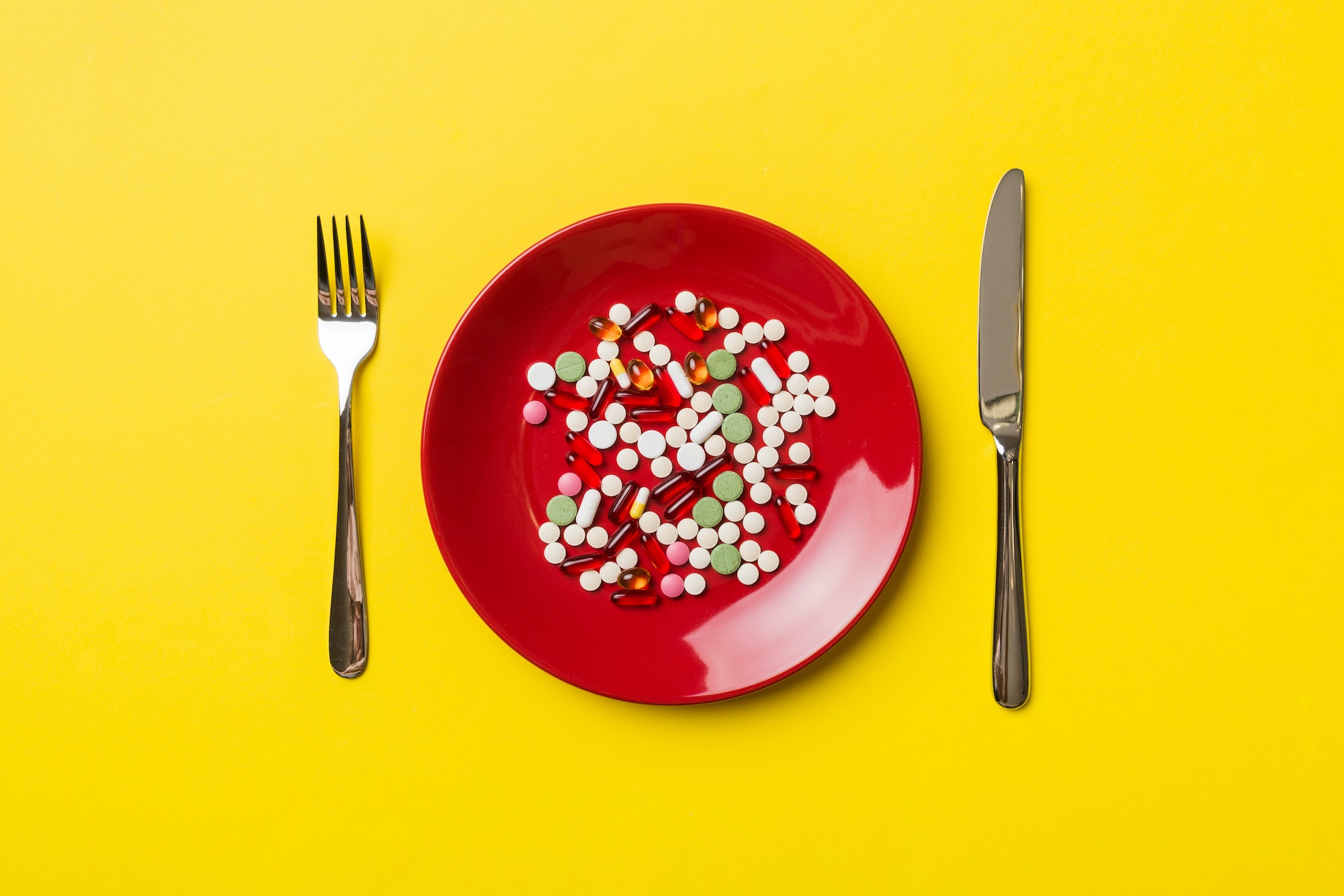 Many different weight loss pills and supplements as food