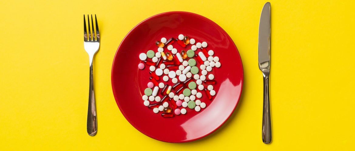 Many different weight loss pills and supplements as food